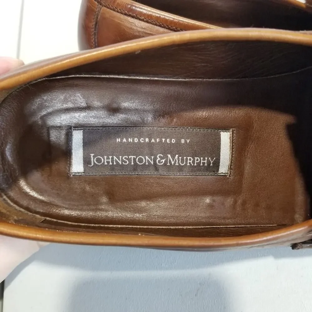 Johnston & Murphy Shoes 9.5 Loafer Double Woven Tassel Dress Mahogany Fringe